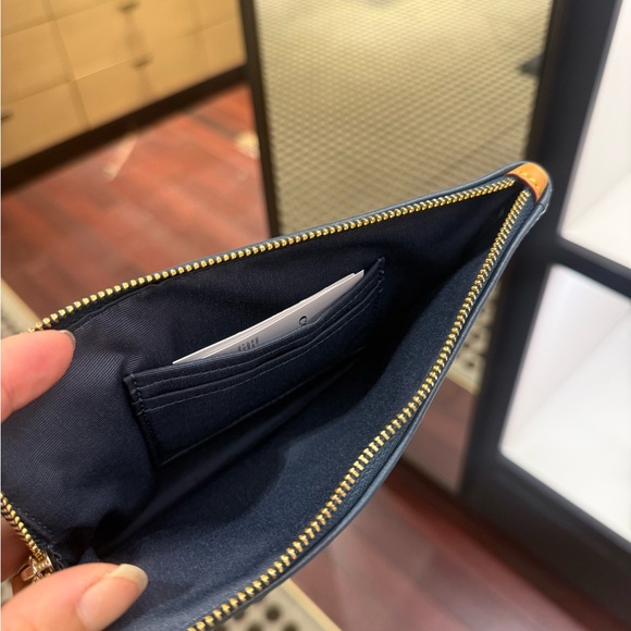 Coach Denim Blue Wristlet with Tan Leather Strap - Picture 3 of 6